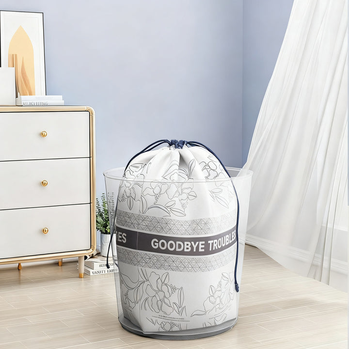Trash bags with drawstring and handles