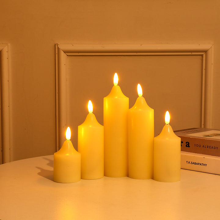 Decorative LED candle, cylindrical, resin