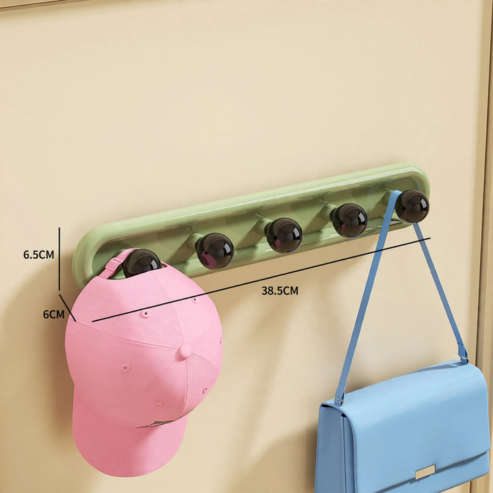 Towel holder with 5 hooks, suction cup or adhesive