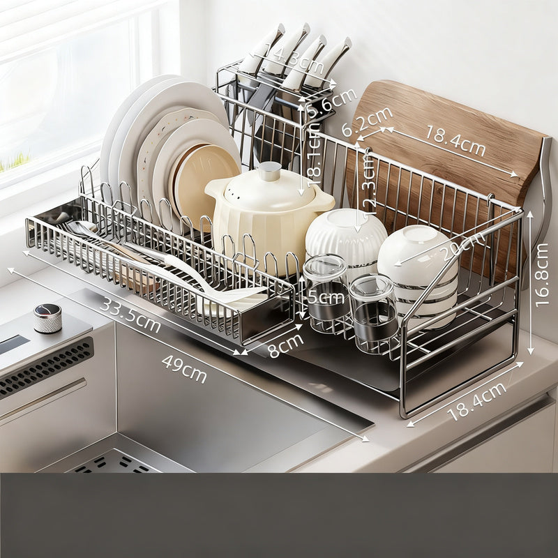 Carbon steel dish rack with accessories, modular