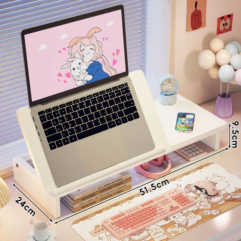Wood Laptop Stand with Desk Organizer