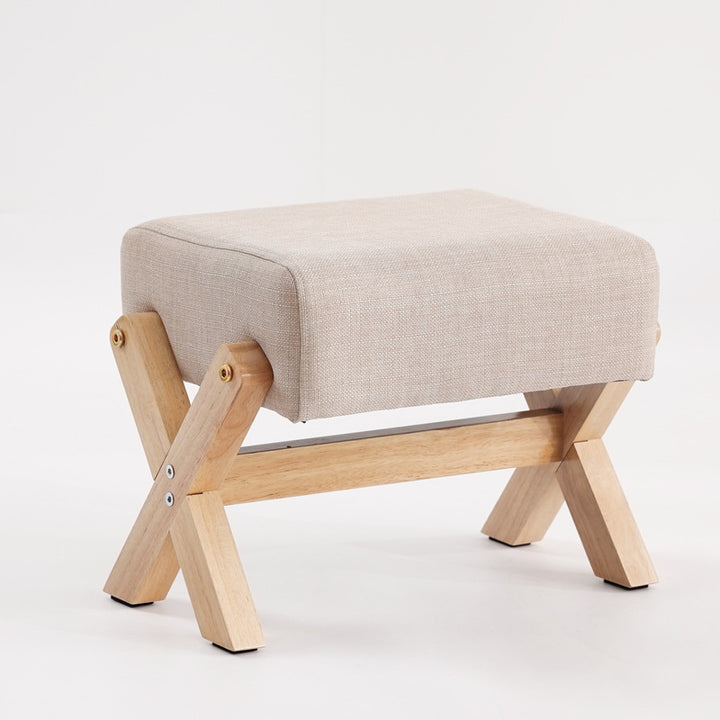 Children's footstool made of rubber wood, square
