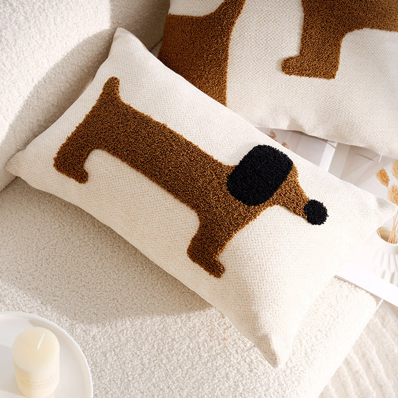Cuddly pillow with dog motif, linen
