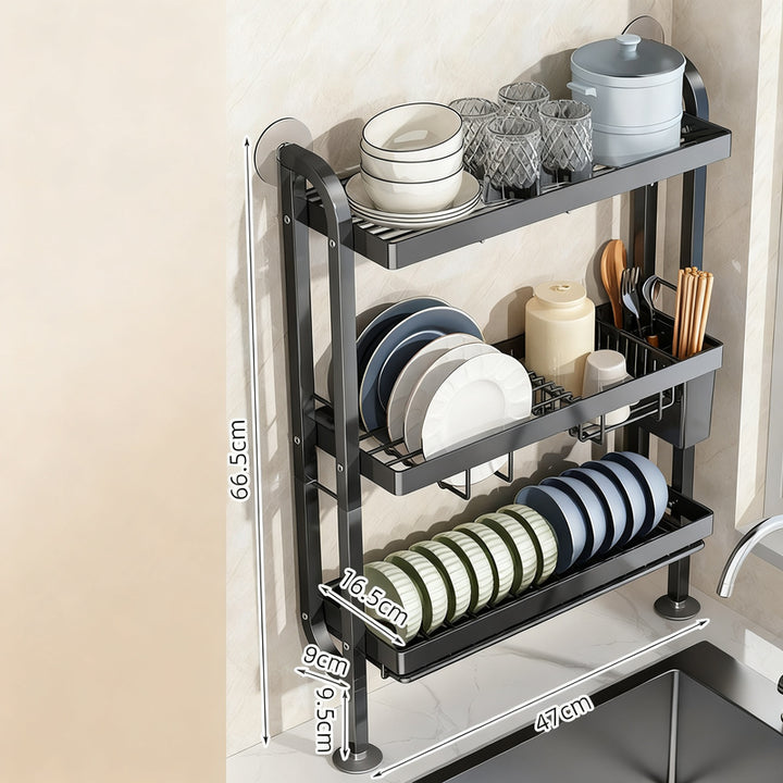 Narrow dish drying rack for the sink