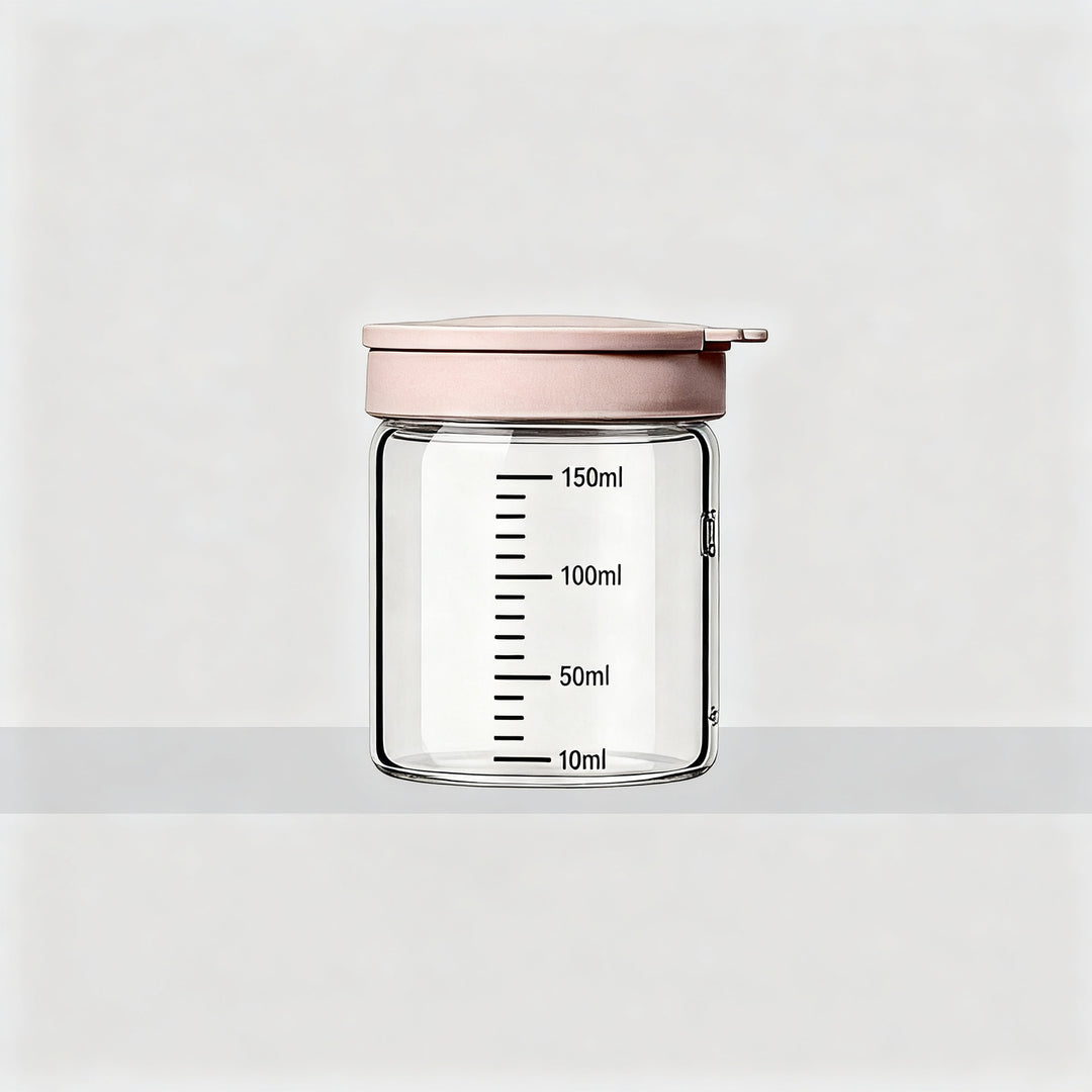 Borosilicate glass storage jar with measurement scale