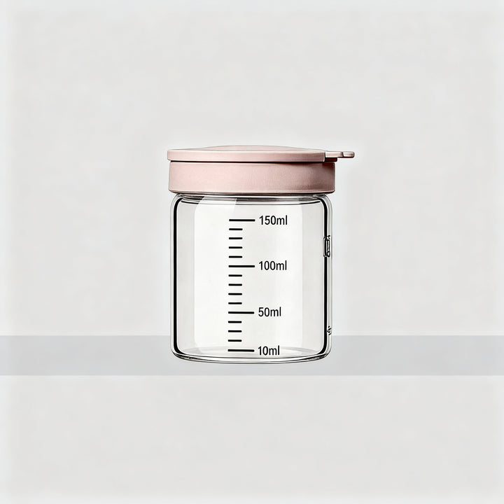 Borosilicate glass storage jar with measurement scale