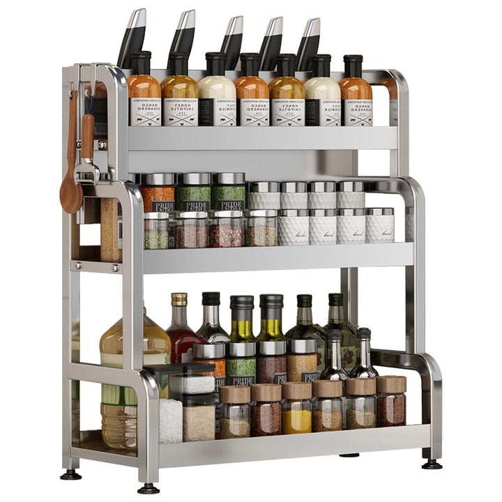 Stainless steel kitchen shelf, multi-tiered, for worktop