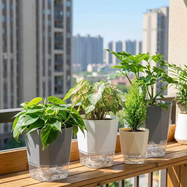 Self-watering flower pot, plastic