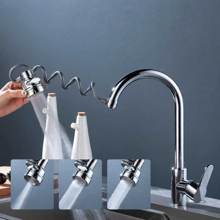 Retractable faucet attachment, 360° rotatable