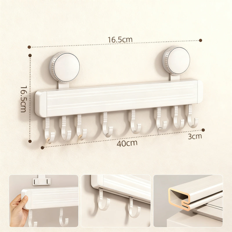 Suction cup kitchen hook rail, wall-mounted