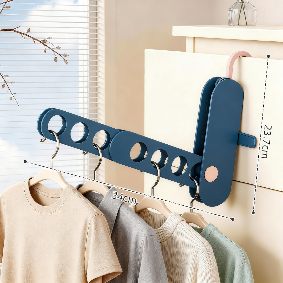 Foldable laundry rack made of plastic, 7 hooks