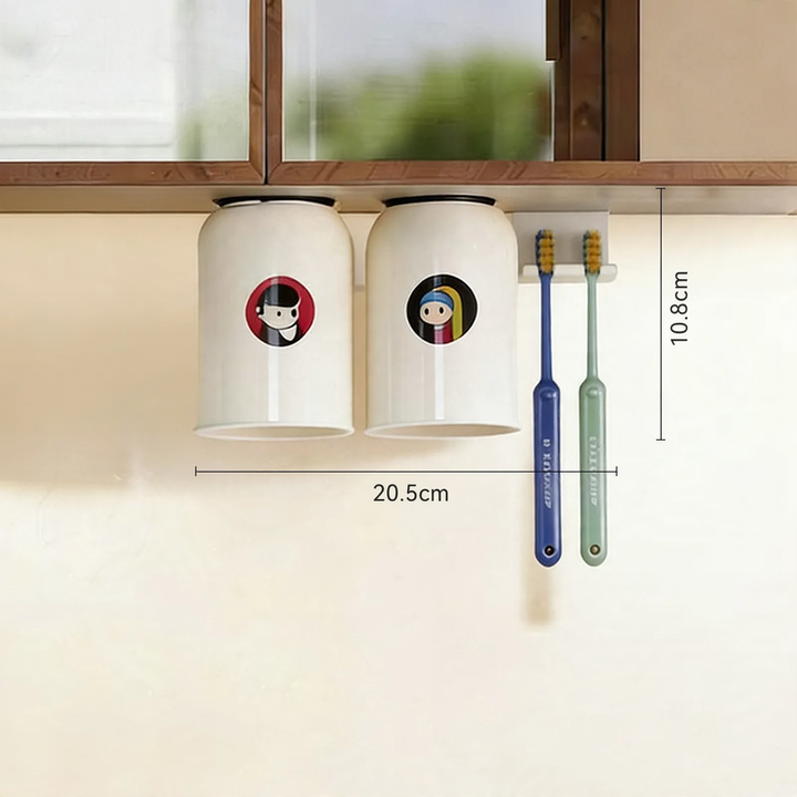 Magnetic toothbrush holder, wall-mounted