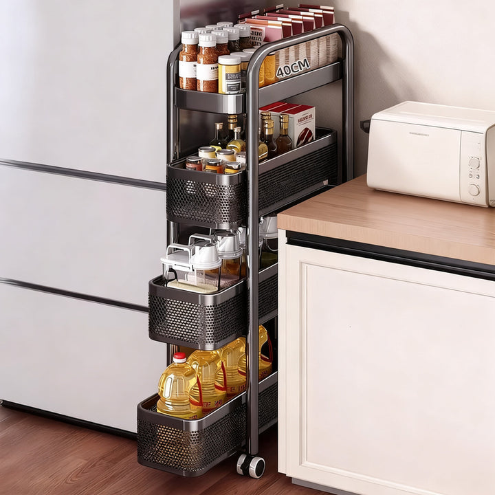 Narrow drawer organizer for kitchen and bathroom