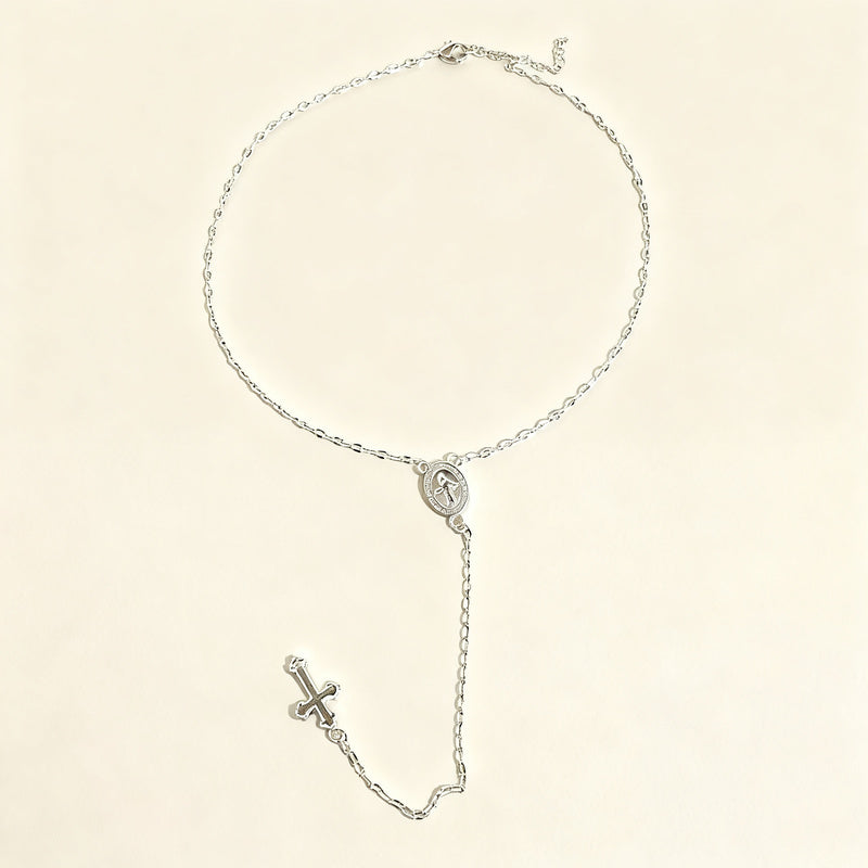 Alloy chain with large cross pendant