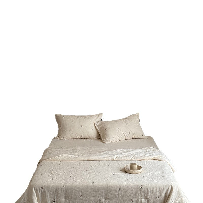 Cotton summer duvet with embroidery, washable