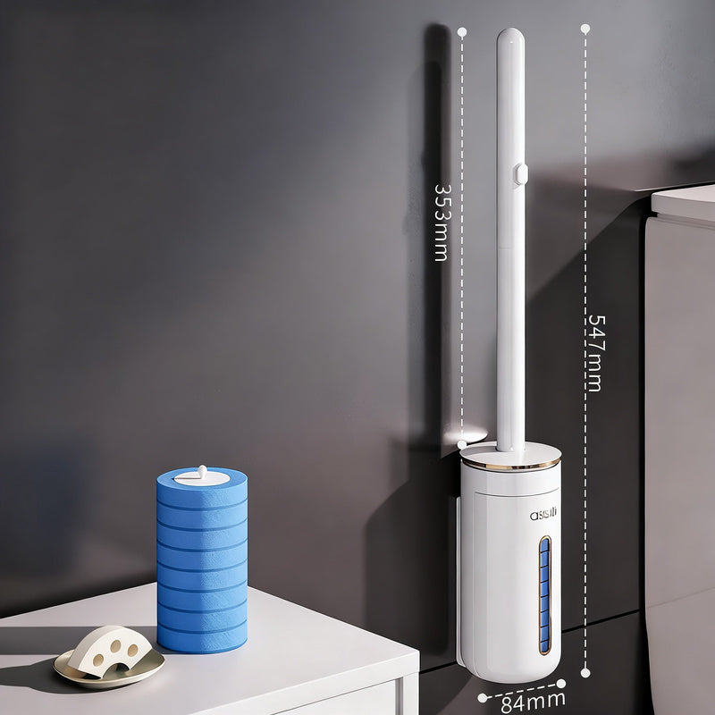 Disposable toilet brush with interchangeable sponge heads