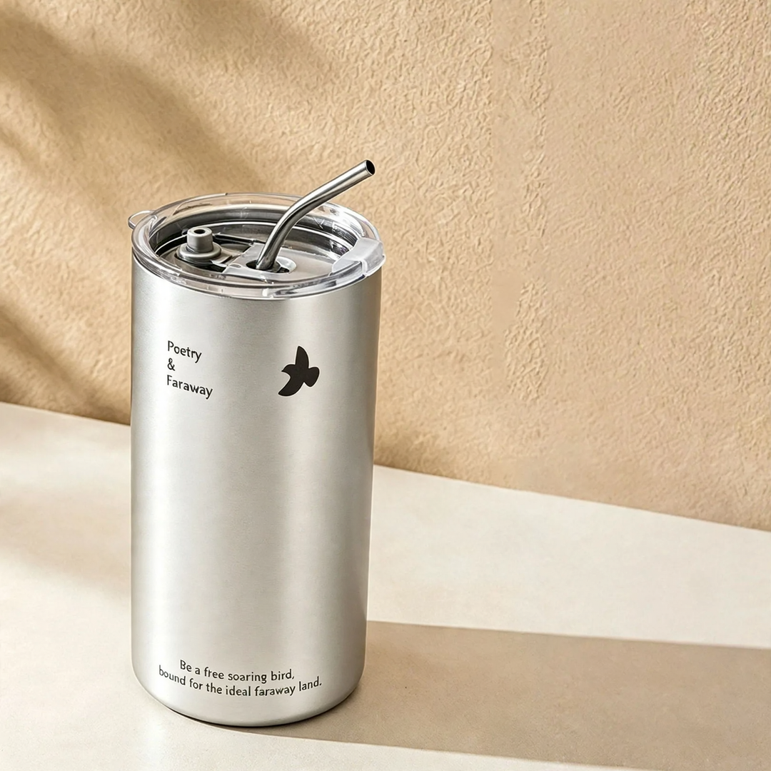 Insulated mug 350–600 ml with double wall and drinking lid