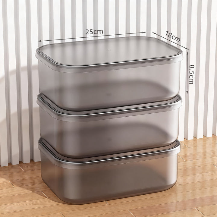 Transparent storage box made of plastic