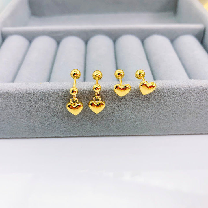 Heart-shaped stud earrings made of zinc titanium