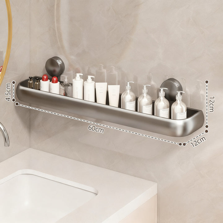 Bathroom shelf with suction cup, height adjustable