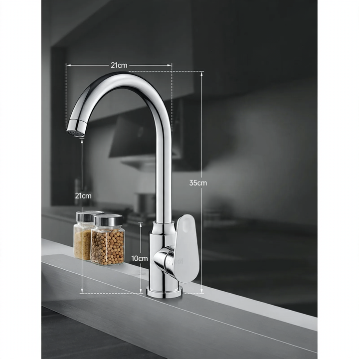 Stainless steel kitchen faucet, swivel, cold and hot water