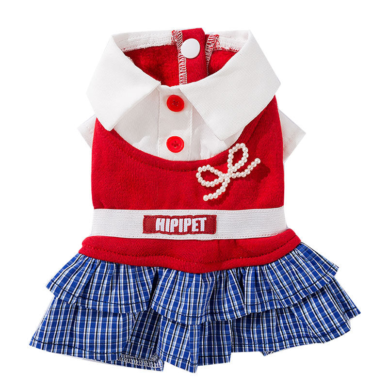 Checked dress for small dogs – Autumn and Winter