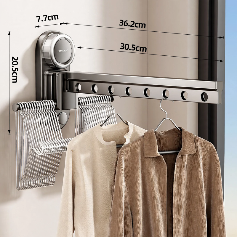 Hanging laundry rack with suction cup, space aluminum