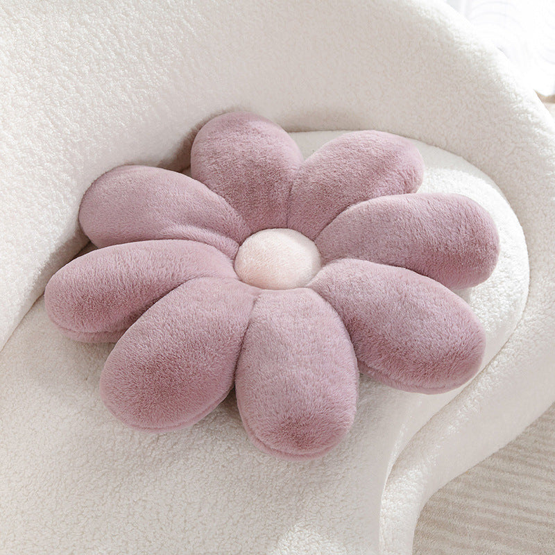 Flower pillow made of rabbit fur, Nordic