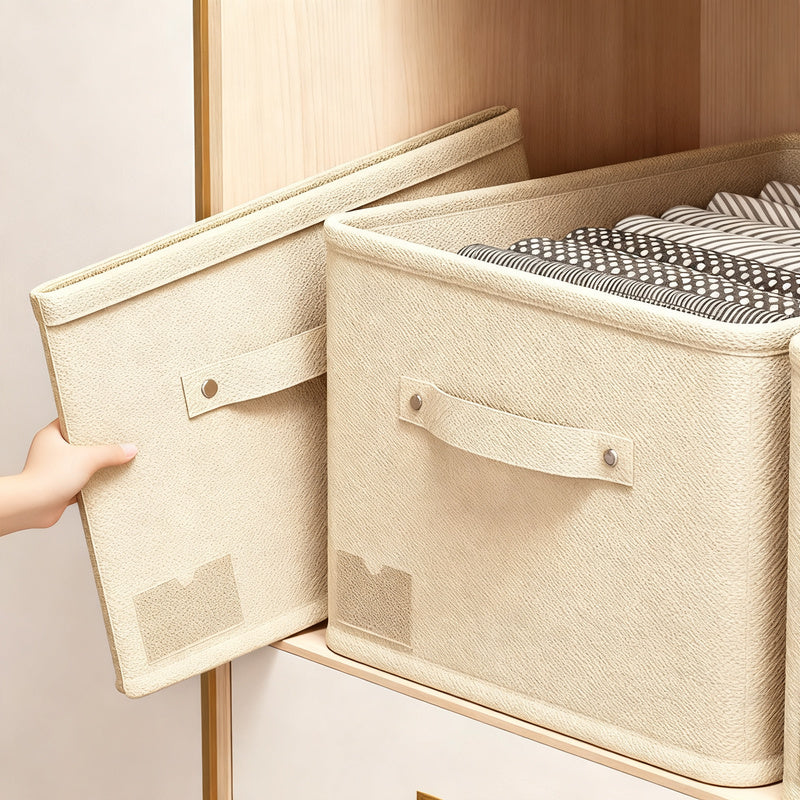 Fabric storage box for clothes, foldable