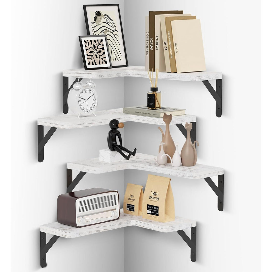 Wood and metal wall shelf, L-shape