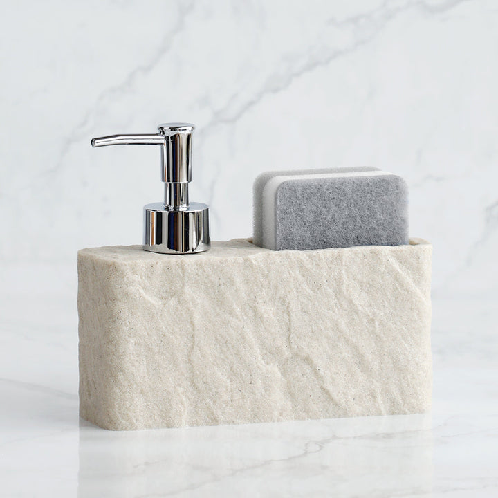 Soap Dispenser with Sponge – Imitation Black Rock Design | Stornfield