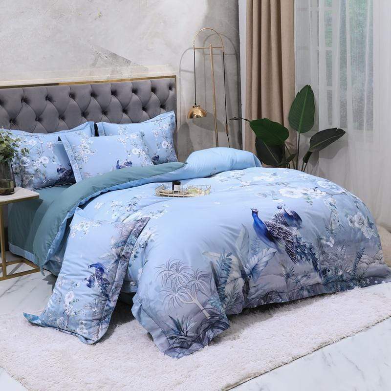 Dreamland Duvet Cover Set – 500 TC Egyptian Cotton with Floral Bird Design | Stornfield