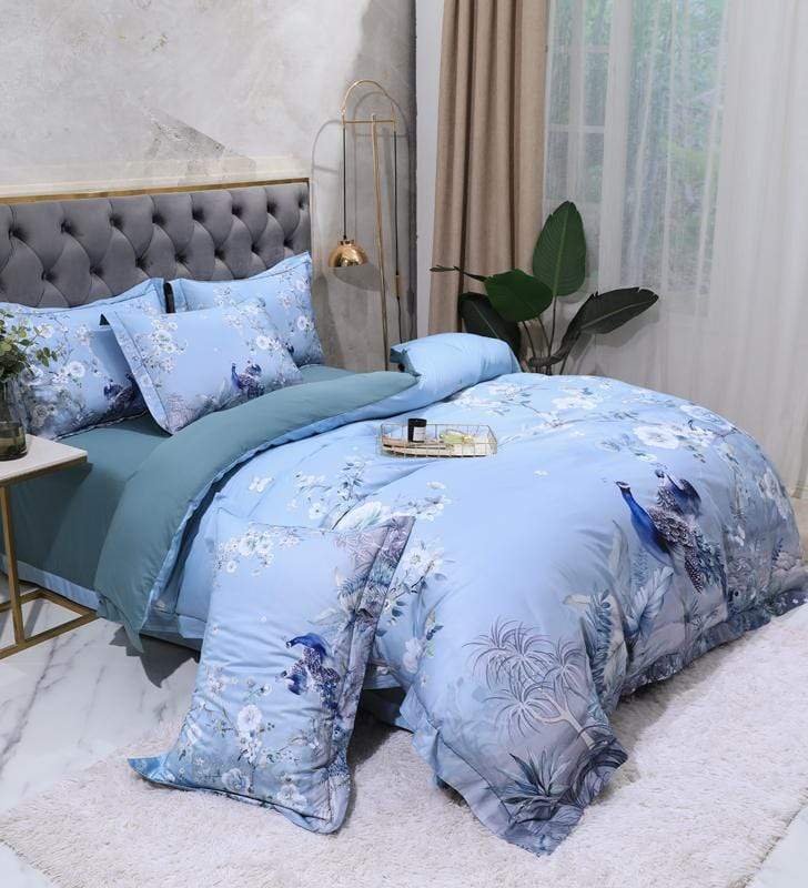 Dreamland Duvet Cover Set – 500 TC Egyptian Cotton with Floral Bird Design | Stornfield