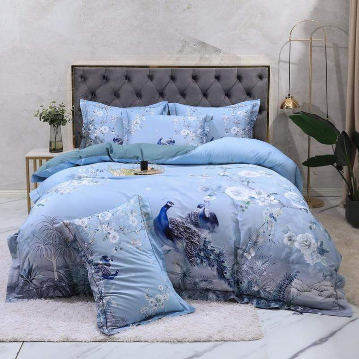 Dreamland Duvet Cover Set – 500 TC Egyptian Cotton with Floral Bird Design | Stornfield