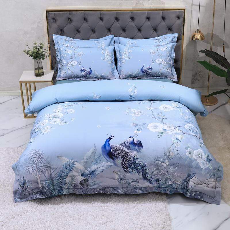Dreamland Duvet Cover Set – 500 TC Egyptian Cotton with Floral Bird Design | Stornfield