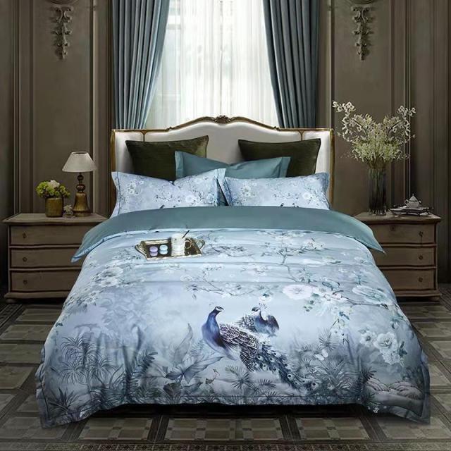 Dreamland Duvet Cover Set – 500 TC Egyptian Cotton with Floral Bird Design | Stornfield