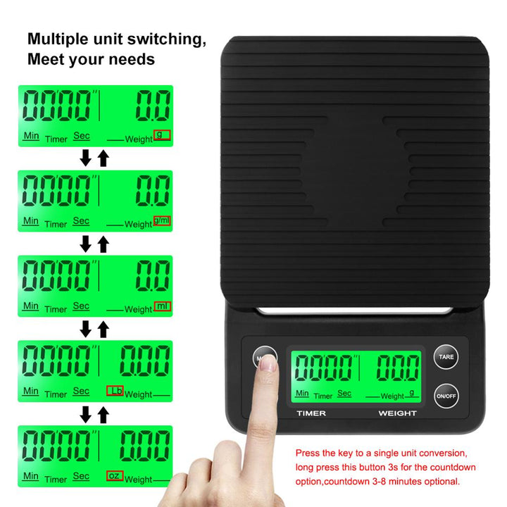 Drip Coffee Scale W/ Timer Portable Electronic Digital Kitchen Scale | Stornfield