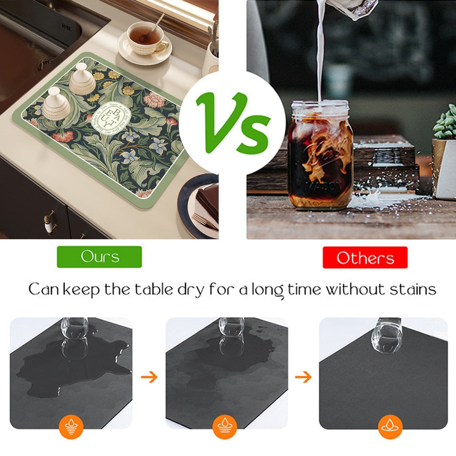 Drying Mat Kitchen Counter Rubber Coffee Bar Accessories Coffee Mats Pads | Stornfield