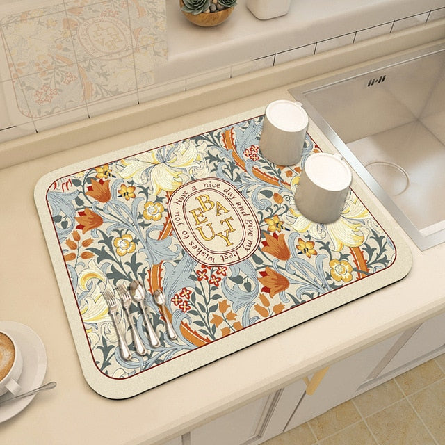 Drying Mat Kitchen Counter Rubber Coffee Bar Accessories Coffee Mats Pads | Stornfield
