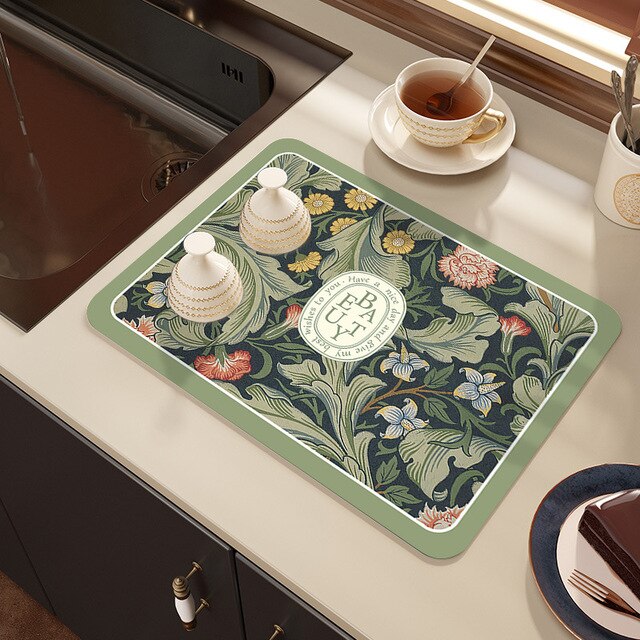 Drying Mat Kitchen Counter Rubber Coffee Bar Accessories Coffee Mats Pads | Stornfield