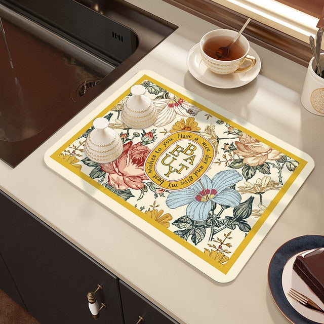 Drying Mat Kitchen Counter Rubber Coffee Bar Accessories Coffee Mats Pads | Stornfield
