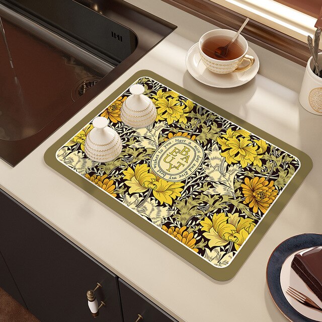Drying Mat Kitchen Counter Rubber Coffee Bar Accessories Coffee Mats Pads | Stornfield