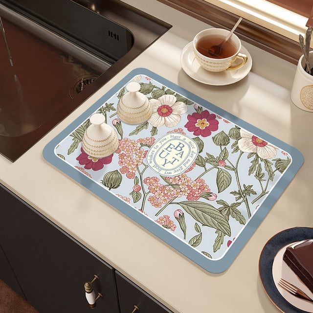Drying Mat Kitchen Counter Rubber Coffee Bar Accessories Coffee Mats Pads | Stornfield