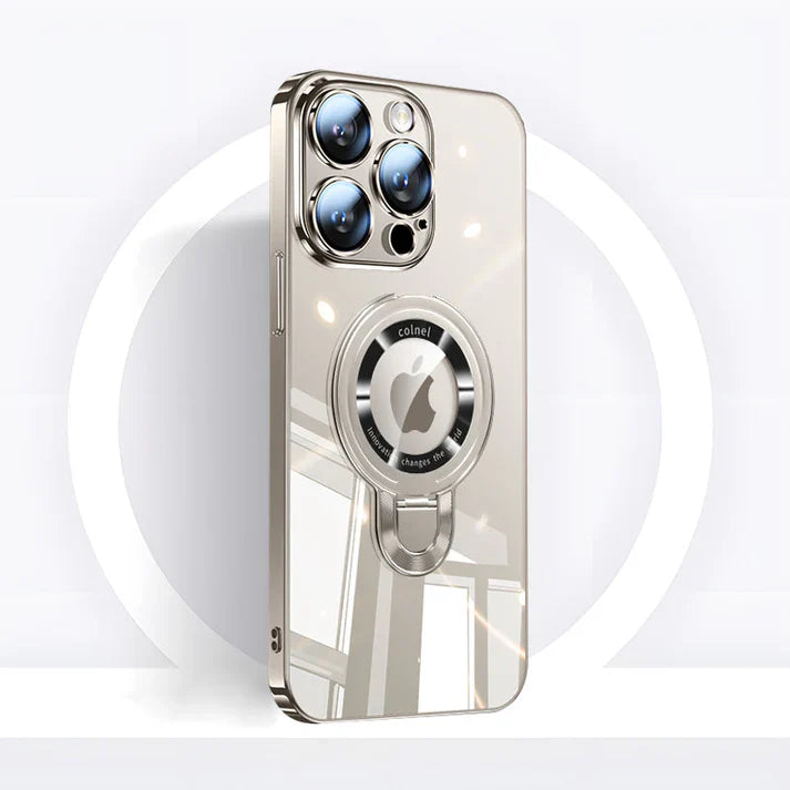 Stornfield | iPhone MagSafe Series | Electroplated Plastic Clear Phone Case with Rotating Kickstand