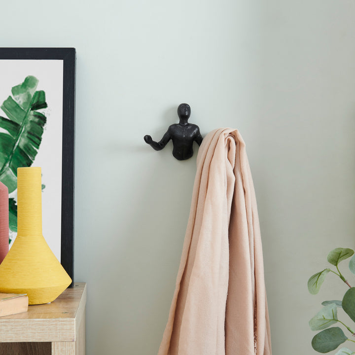 Stornfield | "Palms Up" Decorative Cast Iron Wall Hooks, Black (Set of 2)
