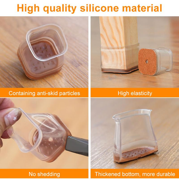 Stornfield | Clear Silicone Chair Leg Caps with Integrated Felt Pads