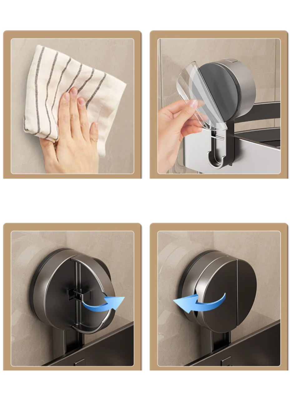 AquaGrip – Luxury Suction Cup Bath Shelf, No Drilling Required Stornfield