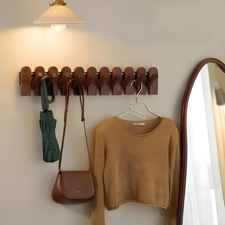 FoldaStornfielde wardrobe rail made of wood – Stylish wall hook rail | Space-saving solution for any room | Stornfield