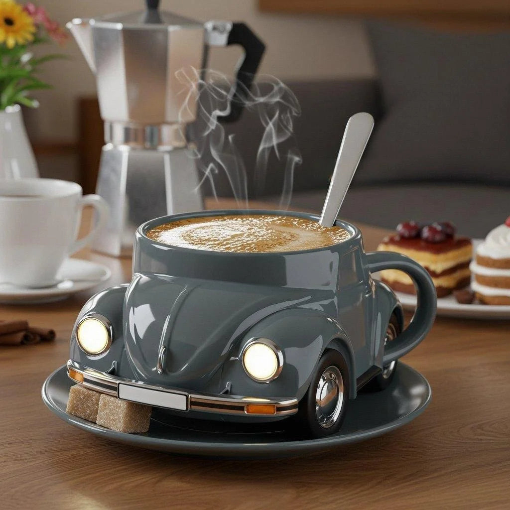 RetroAuto Ceramic Mug – Unique 3D Design for Coffee & Tea | Stornfield