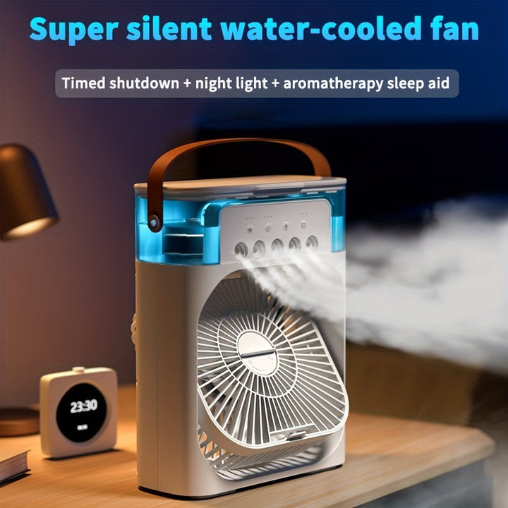 1pc Portable Air Conditioner, Household Small Air Cooler, Hydrocooling Fan, Portable Air Adjustment For Office, 3 Speed Air Cooling Fan Humidifier, 5pcs Humidified Spray Heads For Home Appliances | Stornfield